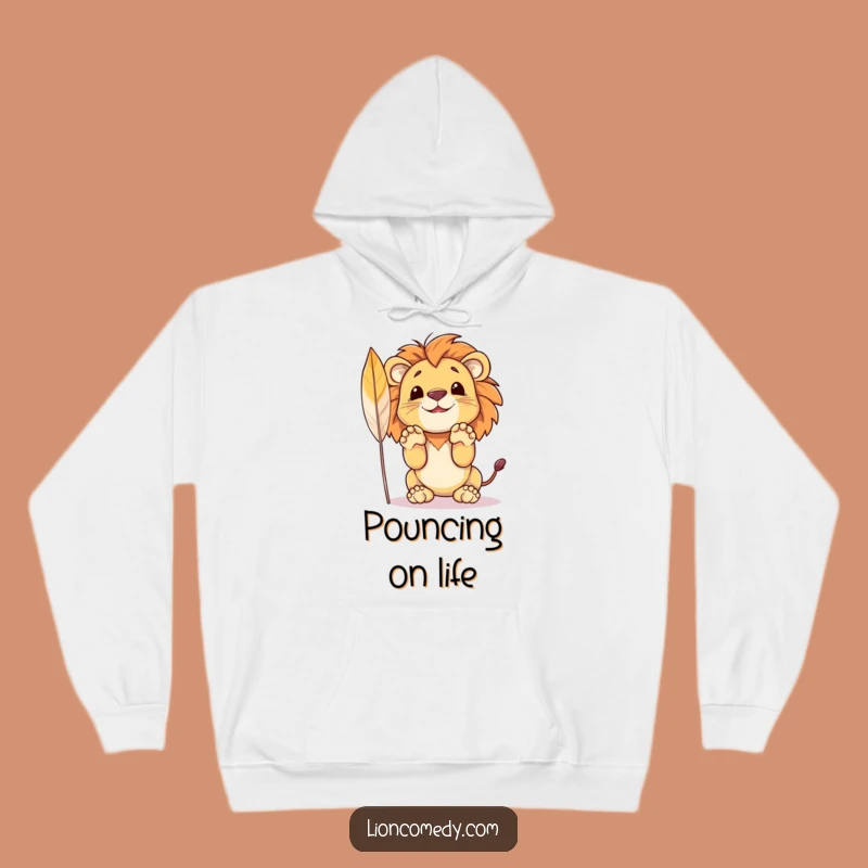 Cozy Funny Lion Hoodie: Warm Up with a Cub's Feather Attack, Gift Idea