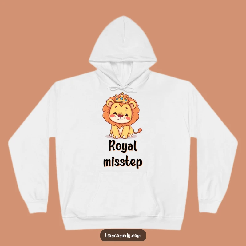 Cozy Funny Kawaii Lion King Stumbling Hoodie: Royal Mishap Comfort Gift