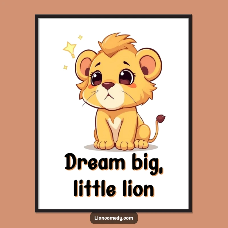Free Printable Lion Cub Wall Art: Wonder Under a Shooting Star