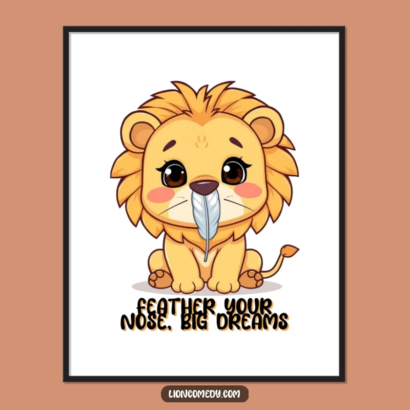 Free Printable Wall Art: Focused Kawaii Lion for Determined Decor & Funny Downloadable Art
