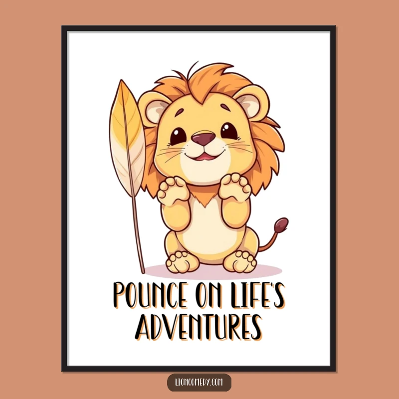 Free Printable Wall Art: Funny Lion Cub Pouncing, Hilarious Downloadable Decor Gift