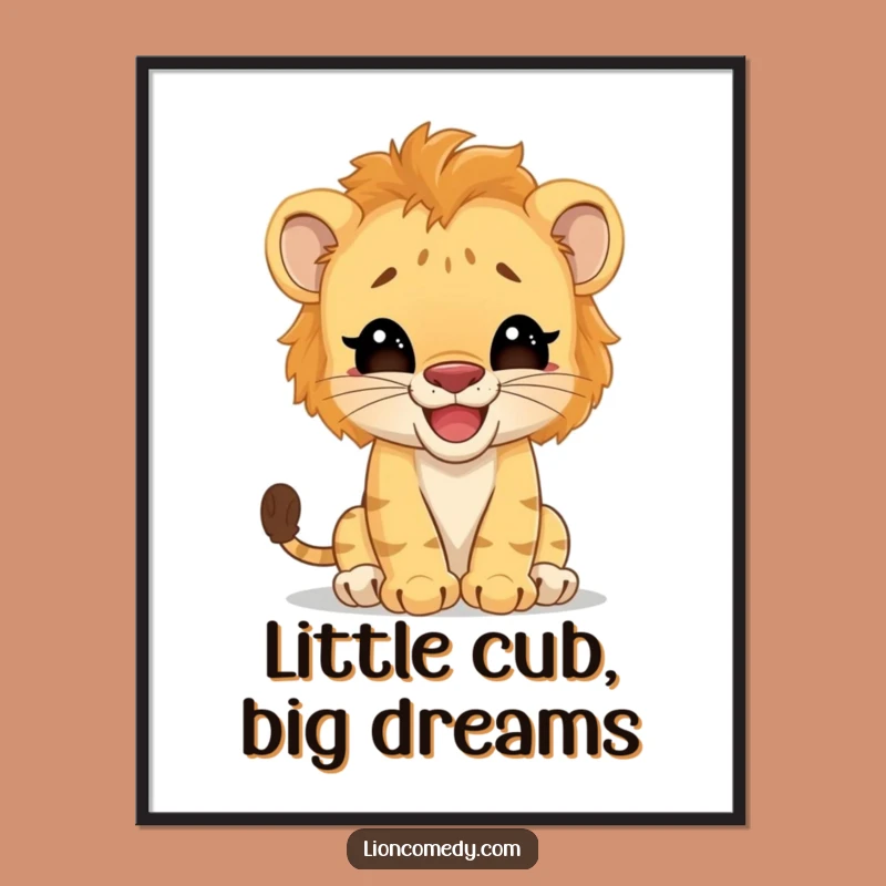 Free Printable Wall Art: Giggling Lion Cub Roar, Funny Downloadable Decor
