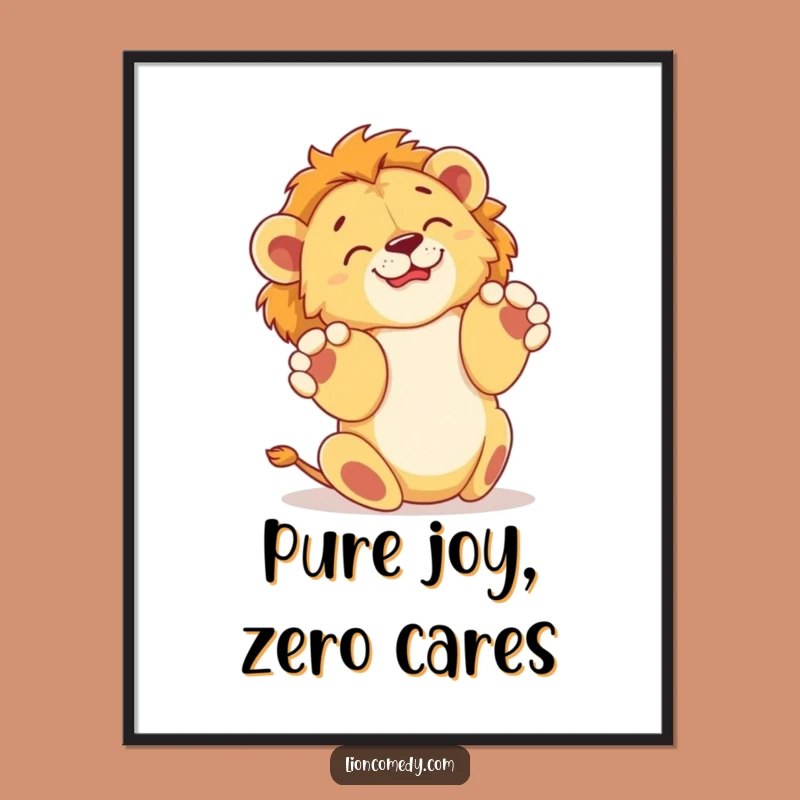 Free Printable Wall Art: Happy Lion Cub Funny Downloadable Art