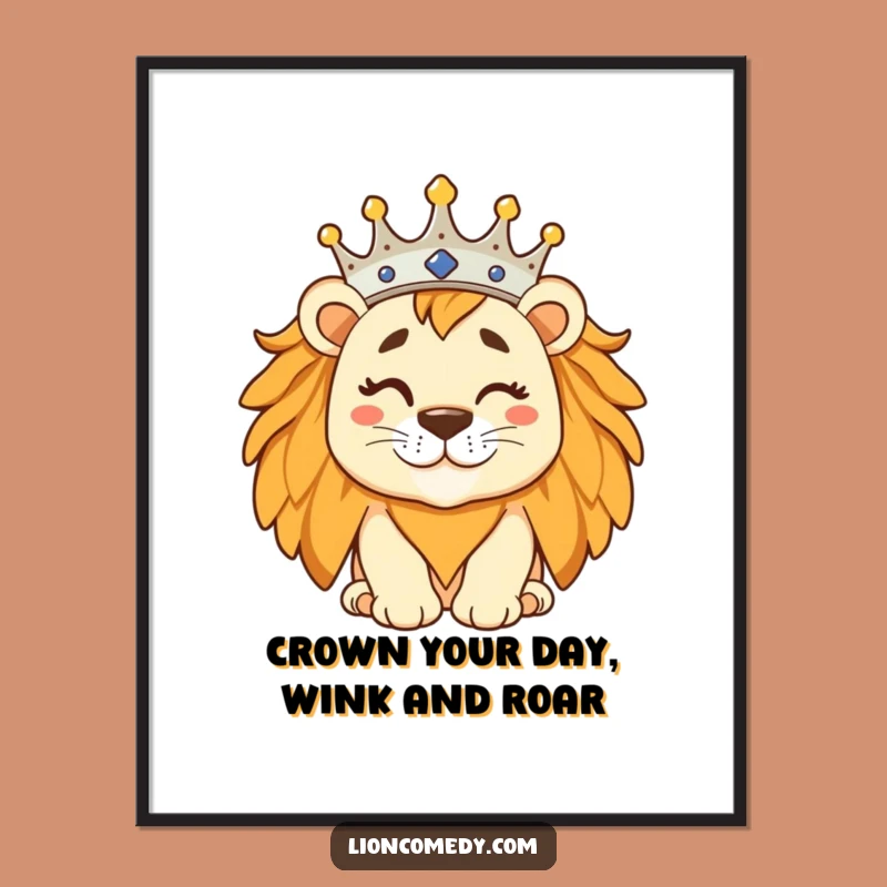 Free Printable Wall Art: Winking Lion’s Royal Sass, Humorous Downloadable Decor for a Quirky Space