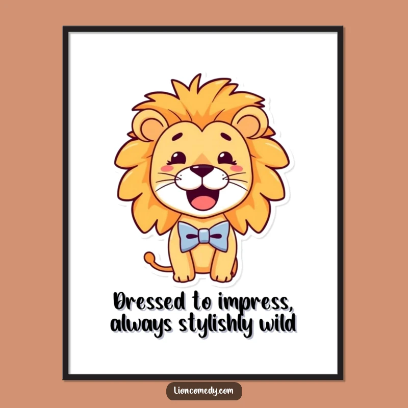 Funny Free Printable Wall Art: Goofy Lion Bow Tie - Downloadable Decor
