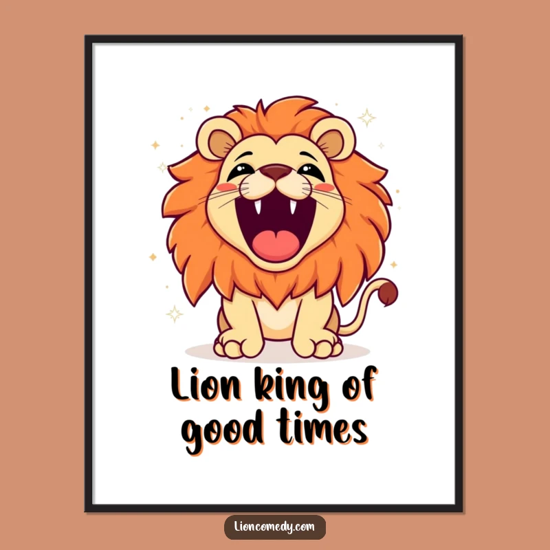 Funny Free Printable Wall Art: Joyful Kawaii Lion Roar - Downloadable Decor