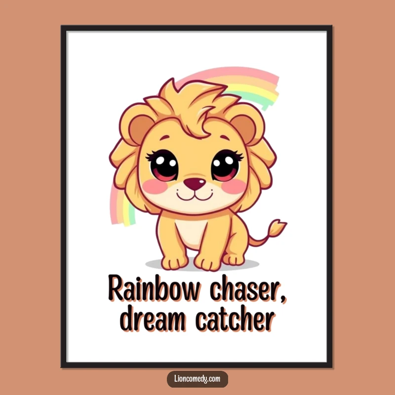 Funny Free Printable Wall Art: Rainbow Chase Lion, Dreamy DIY Decor