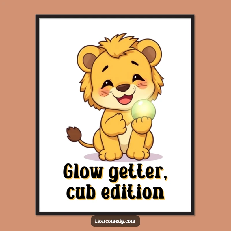 Free Printable Wall Art: Giggling Lion Cub Funny Downloadable Art