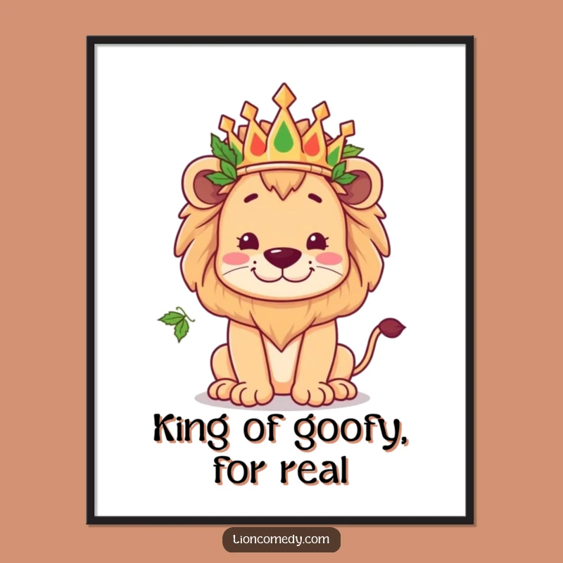 Funny Free Printable Wall Art: Goofy Lion King Crown! Regal and Humorous Downloadable Decor.