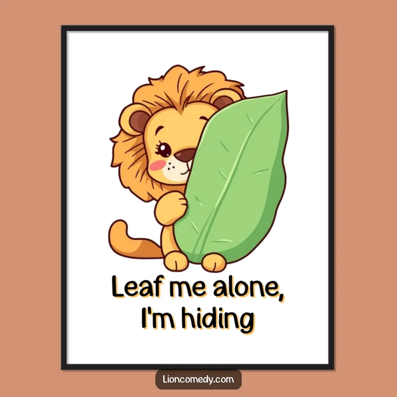 Free Printable Wall Art: Peek-a-Boo Kawaii Lion for Playful Decor & Funny Downloadable Art