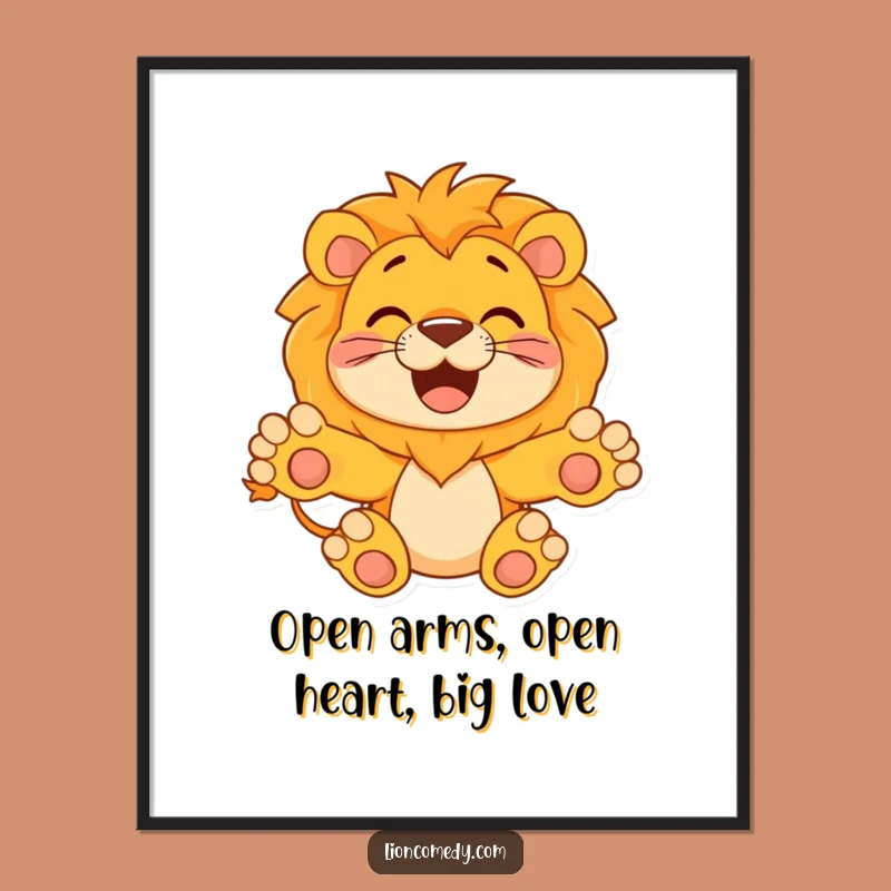 Funny Free Printable Wall Art: Hugging Lion - Downloadable Decor