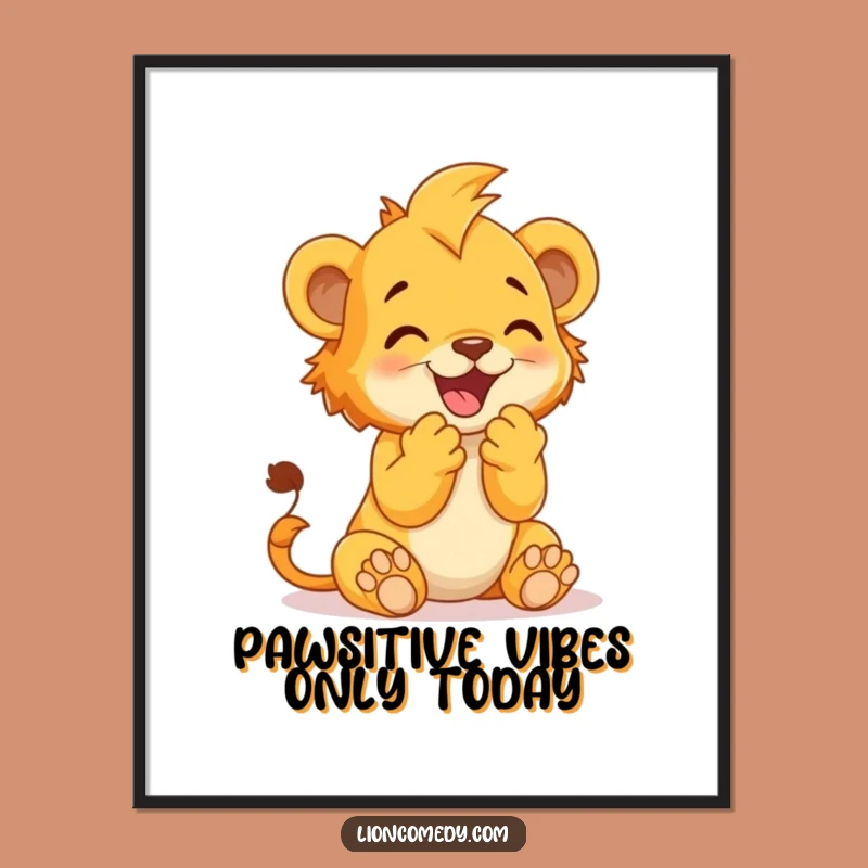 Free Printable Wall Art: Delighted Cub Clapping Paws - Funny Downloadable Decor