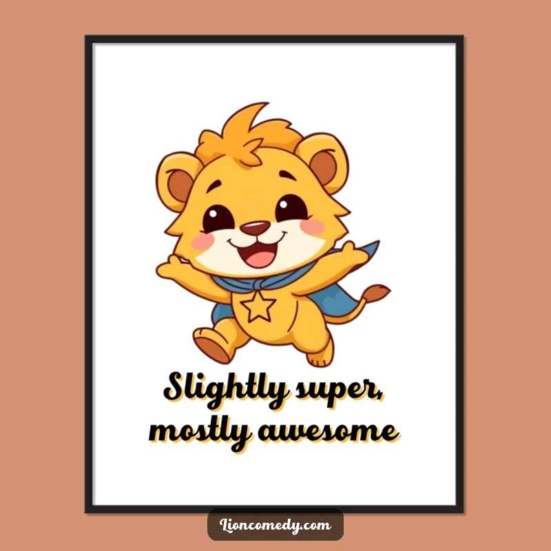 Funny Free Printable Wall Art: Flying Hero Lion Cub, Super DIY Decor