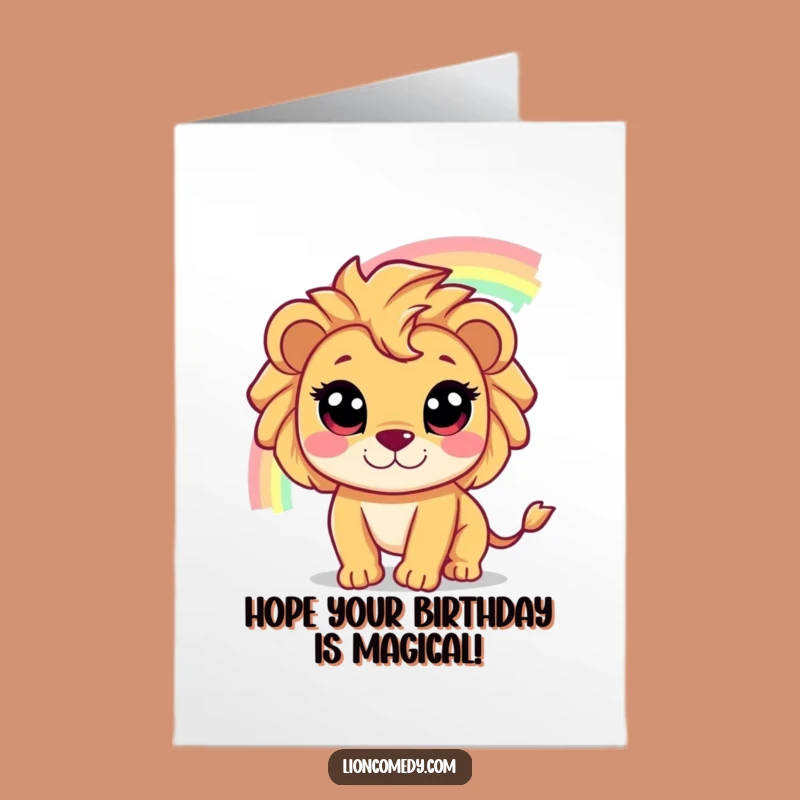 Free Printable Birthday Card: Chasing Rainbows Lion, Magical DIY Gift