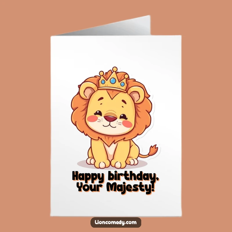 Free Printable Birthday Card: Funny Kawaii Lion Stumbling - Regal Humor Downloadable Gift