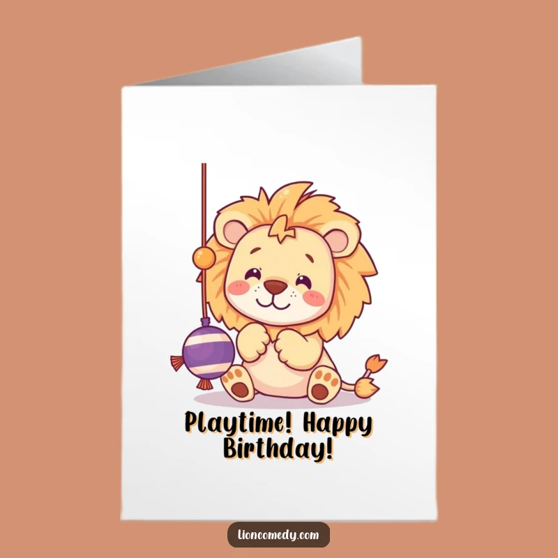 Free Printable Birthday Card: Kawaii Lion Toy Fun - Funny Downloadable Gift!