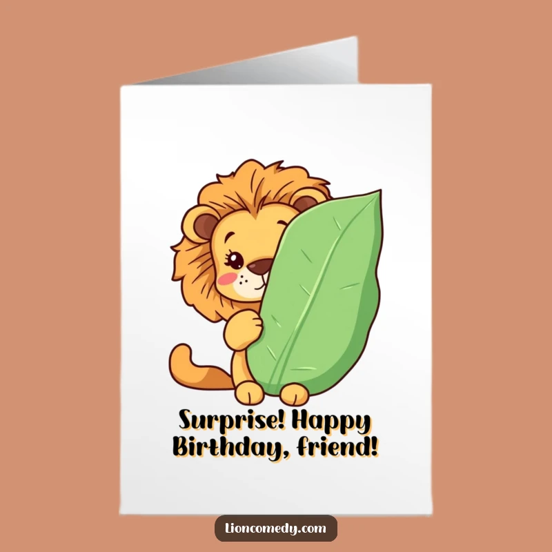 Free Printable Birthday Card: Peek-a-Boo Kawaii Lion Funny Card for a Roaring Good Celebration