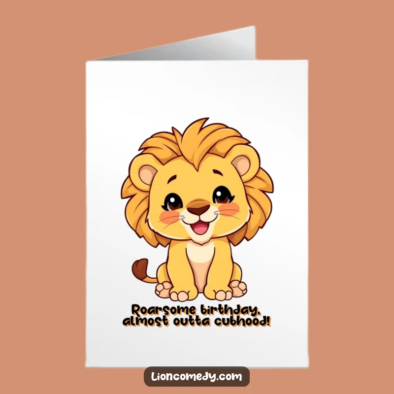 Free Printable Birthday Card: Proud Lion Cub Mane - Funny Downloadable Gift