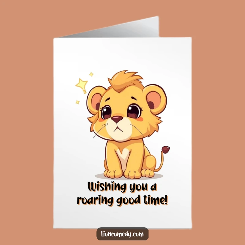 Free Printable Birthday Lion Cub Card: Wish Upon a Star Gift