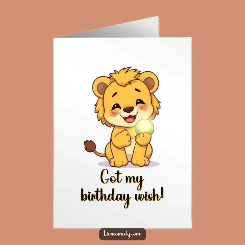 Free Printable Birthday Card: Giggling Lion Cub Funny Downloadable Gift