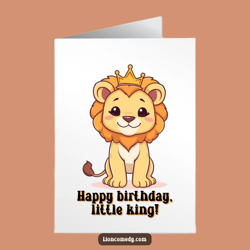 Free Printable Lion Cub King Birthday Card: Royal Fun Downloadable Gift for Little Monarchs