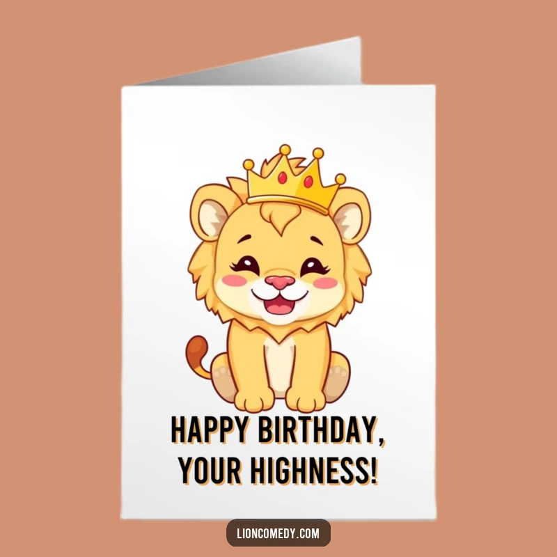 Free Printable Birthday Card: Crowned Cub - Royal Funny Downloadable Gift