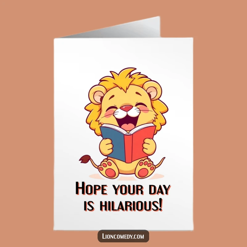 Free Printable Lion Cub Birthday Card: Funny Laughing Cub, Joke Book Inside