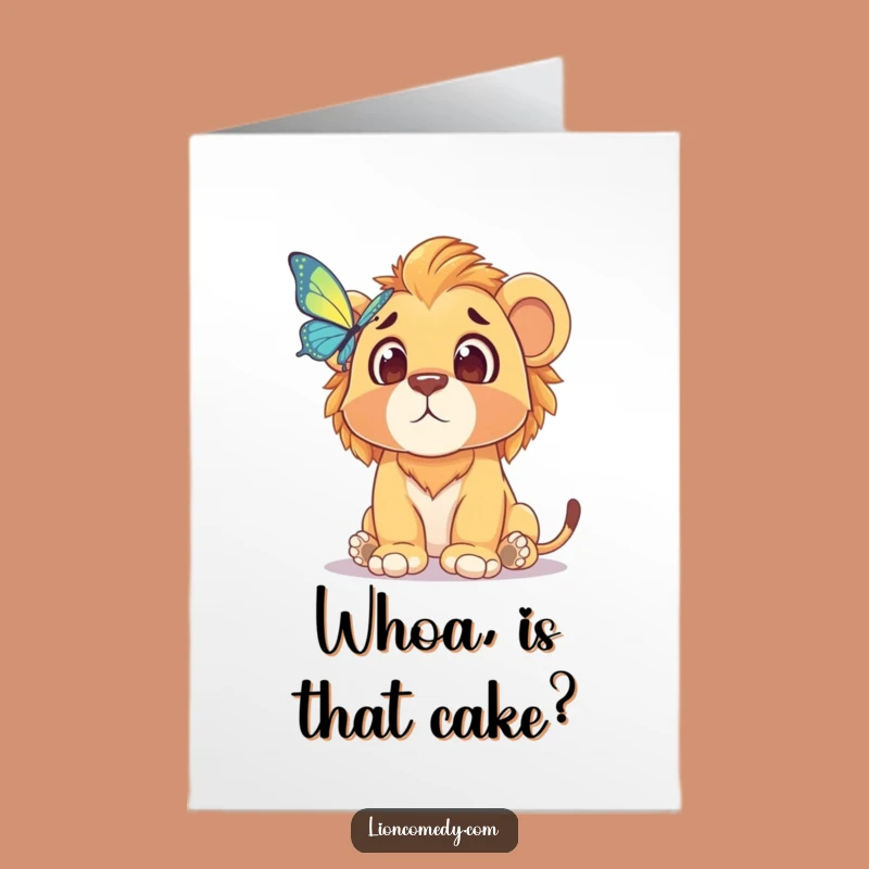 Free Printable Birthday Card: Surprised Lion Cub Funny Downloadable Gift