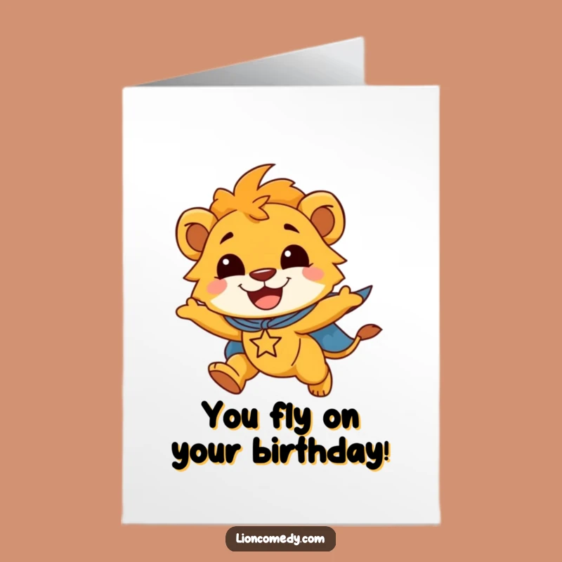 Free Printable Birthday Card: Flying Lion Cub Hero, Super DIY Gift!