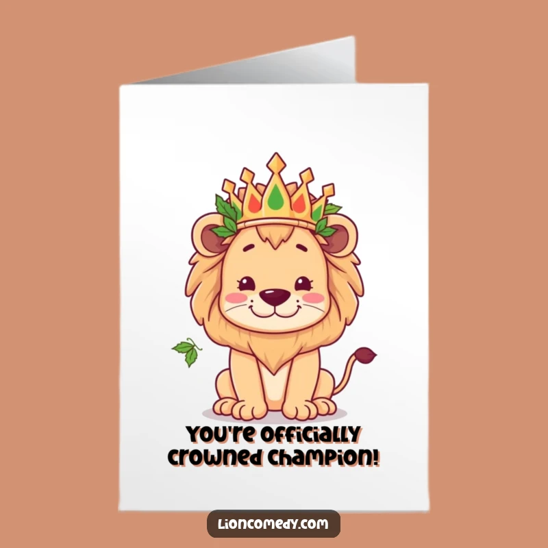 Congrats Free Printable Card: Goofy Lion King Crown! Funny Downloadable Gift for a Victor.