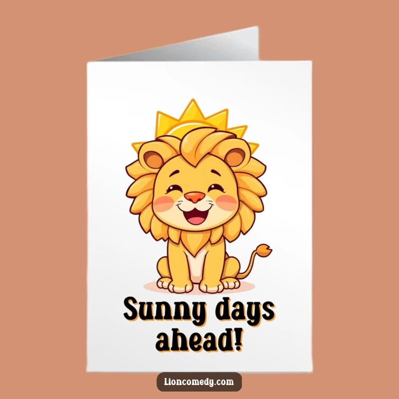 Free Printable Congrats Card: Lion Balances Sun, Sunny Downloadable Celebration Gift