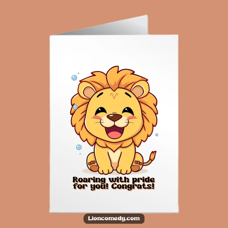 Free Printable Congrats Card: Lion Bubbles Roar, Funny Downloadable Gift
