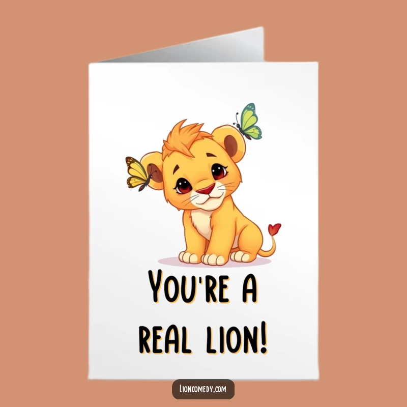 Free Printable Lion Cub Congratulatory Card: Funny Curious Cub, Download Now