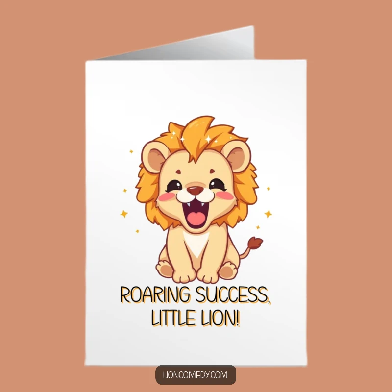 Free Printable Congrats Card: Sparkling Lion Cub, Perfect Funny Downloadable Gift