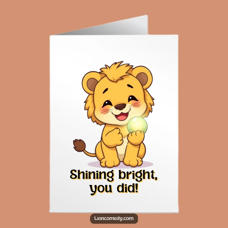 Free Printable Congrats Card: Joyful Lion Cub Funny Downloadable Gift