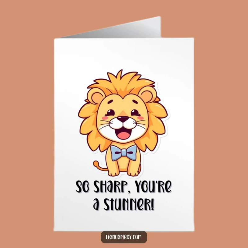 Free Printable Congrats Card: Goofy Lion Bow Tie - Dapper Downloadable