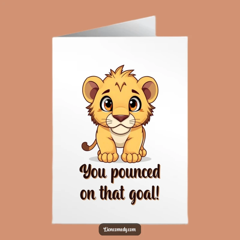 Free Printable Congrats Card: Pouncing Cub - Funny Downloadable Gift