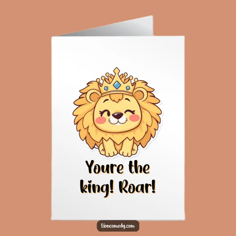 Free Printable Congrats Card: Winking Lion Crown Balance, Humorous Downloadable