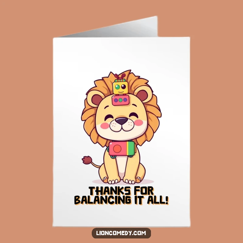 Free Printable Thank You Card: Balancing Kawaii Lion Toys Downloadable Gift