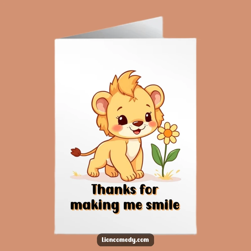 Free Printable Thank You Card: Cub & Flower - Whimsical
