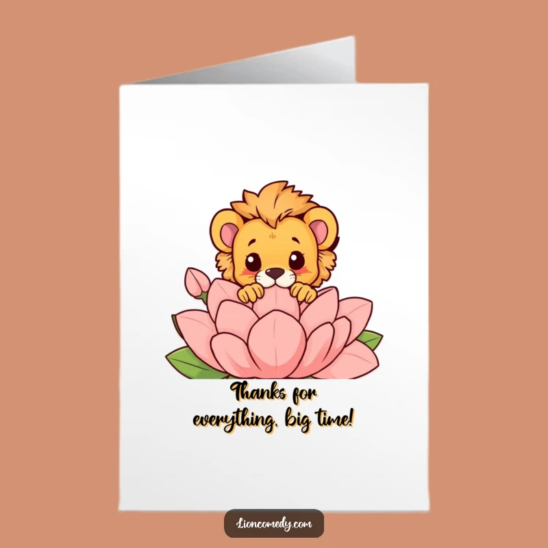 Free Printable Thank You Card: Curious Lion Cub Funny Downloadable Gift