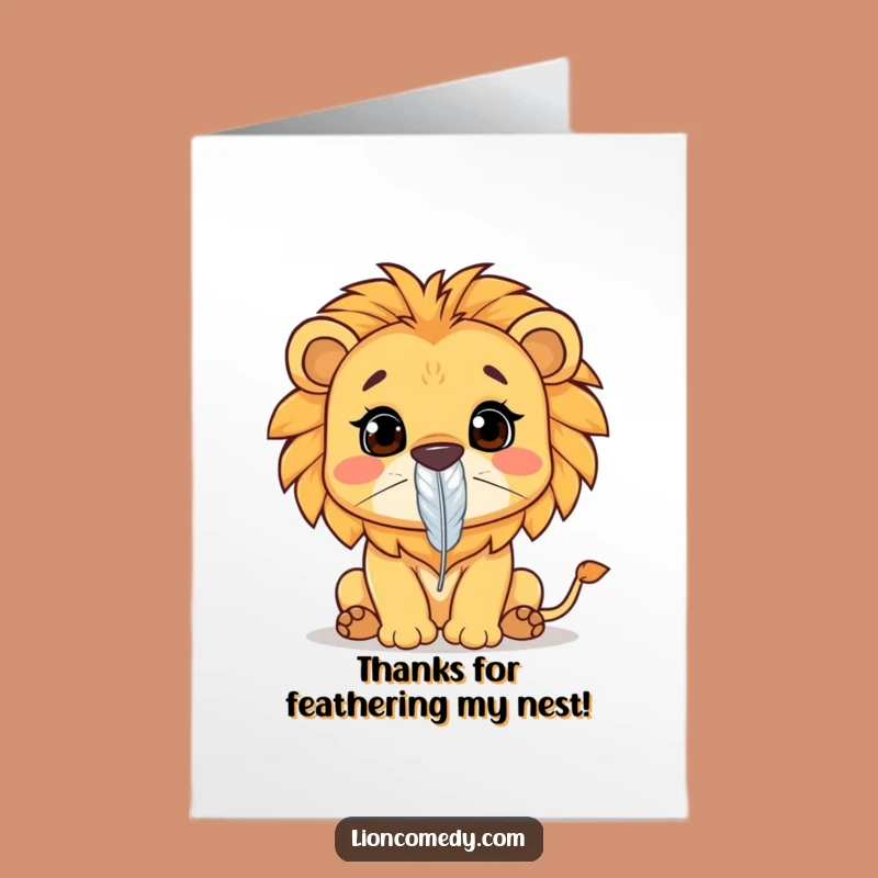 Free Printable Thank You Card: Focused Kawaii Lion for Diligent Thanks & Funny Gifts