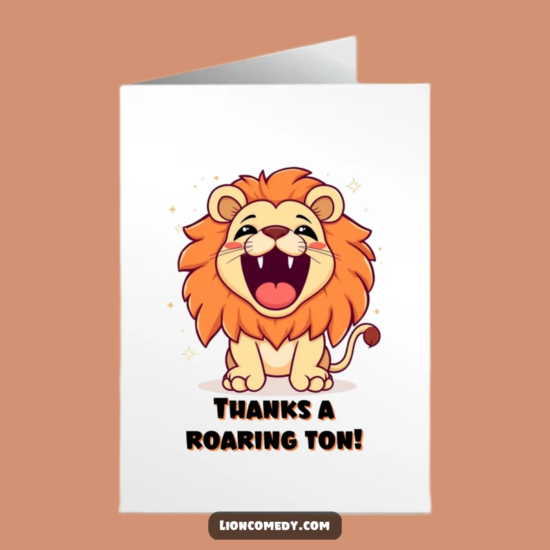 Free Printable Thank You Card: Grateful Kawaii Lion Roar - Downloadable Appreciation