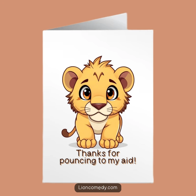 Free Printable Thank You Card: Pouncing Cub - Funny Downloadable Gift