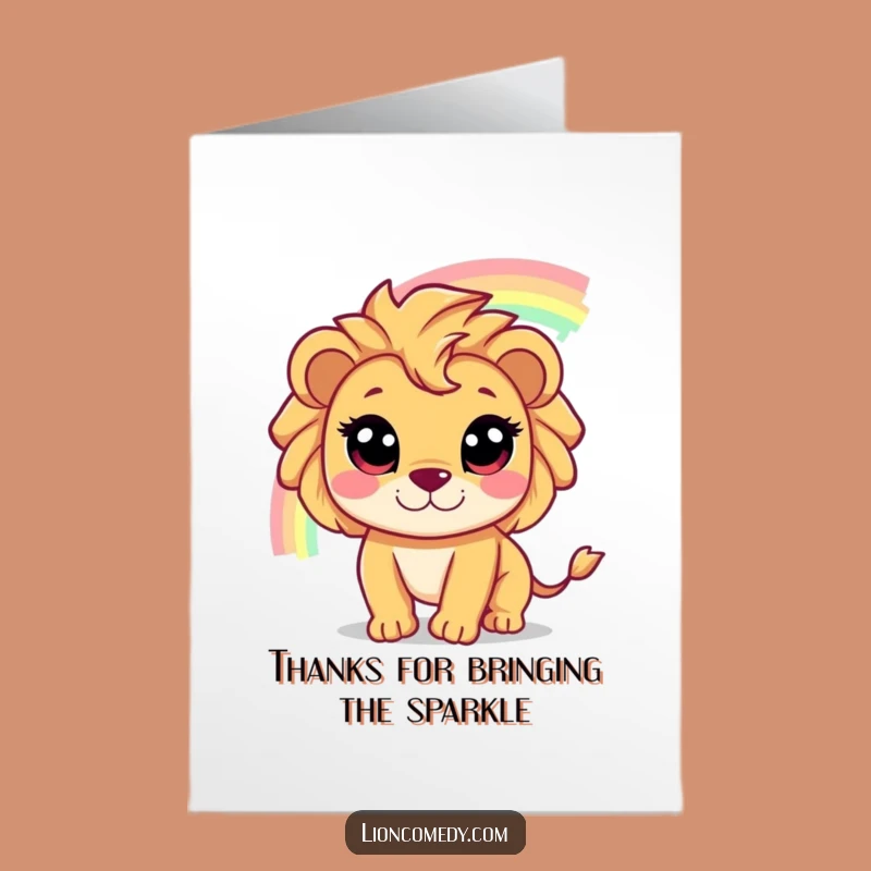 Free Printable Thank You Card: Rainbow Lion, Whimsical DIY Appreciation Gift
