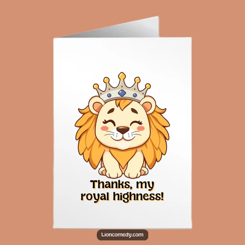Free Printable Thank You Card: Winking Lion’s Royal Thanks, Downloadable Humorous Gift for Gratitude