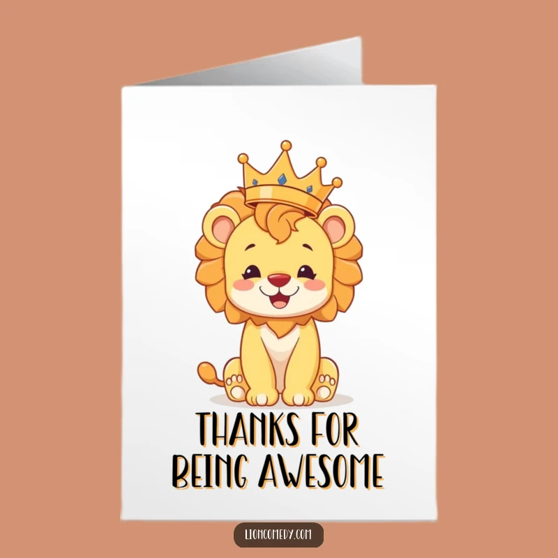 Free Printable Thank You Lion Cub Card: Crowned with Thanks Gift