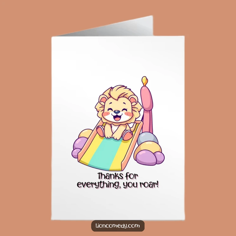 Free Printable Rainbow Lion Thank You Card: Sliding Thanks with Humor