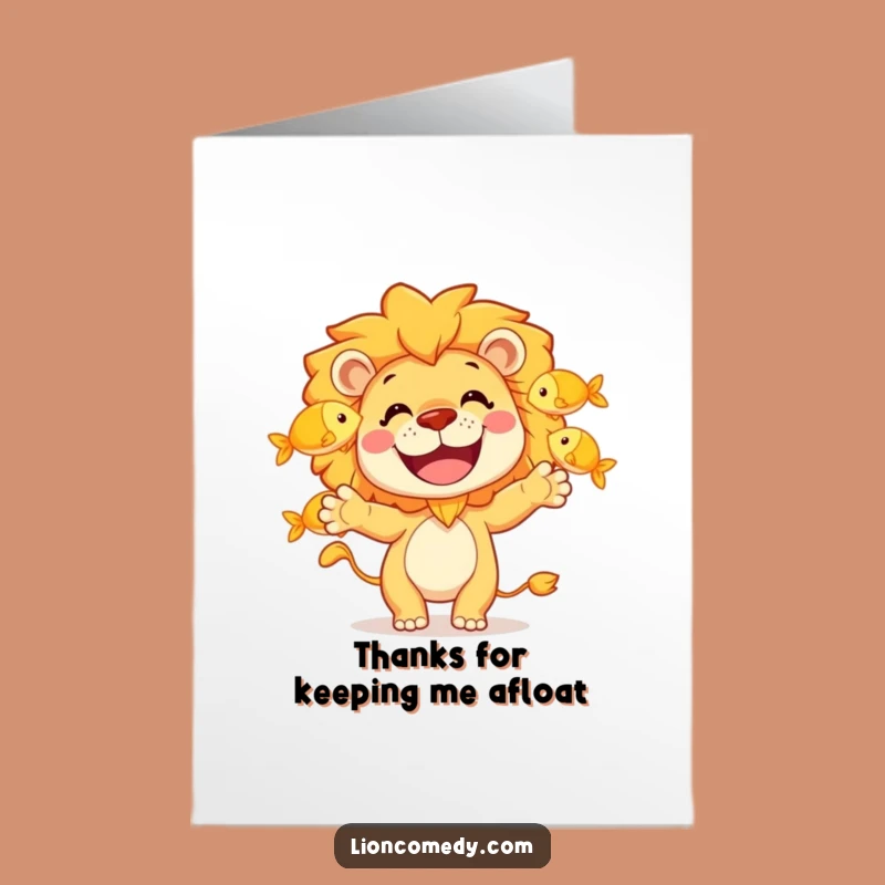 Free Printable Thank You Card: Juggling Lion, Heartfelt DIY Appreciation Gift
