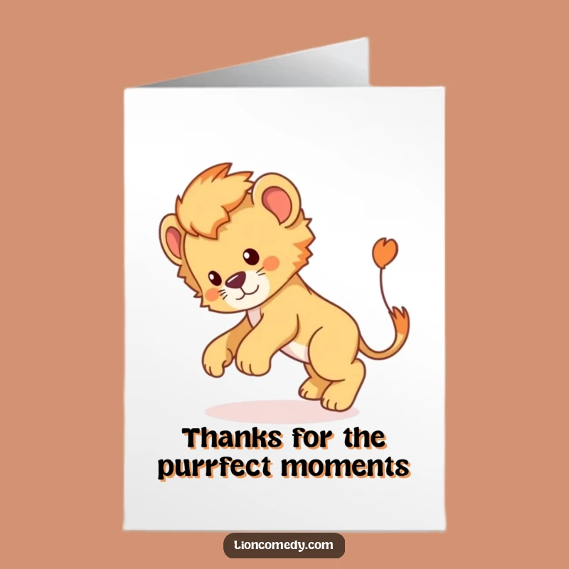 Free Printable Thank You Card: Cute Lion Cub Chase for a Sweet Downloadable Gift